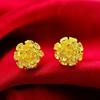 Nuevos Aretes de Flor de Oro Arena Vietnamita, Elegantes para Mujer, Pequeños Crisantemos Arrugados, Lirios, Aretes de Flor de Peonía, Suministro para Perforación de Orejas