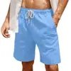 Novo Verão Amazon Masculino Algodão Linho Europeu Americano Tamanho Grande Bolso Casual Moda Shorts de Praia Calças Transfronteiriças