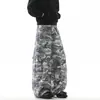 Calça Jeans Camuflada Masculina Estilo Hip-Hop Americano para Primavera e Outono com Cintura Reversa Única, Modelagem Solta, Calça Wide Leg Lavada