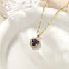 Collares de Doce Piedras de Nacimiento Transfronterizos Europeos y Americanos de Venta Caliente, Adornos para el Cuello de Gama Alta, Cadenas para la Clavícula en Forma de Corazón con Circonita Microincrustada Venta al por Mayor