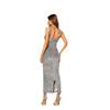 Amazon Cross-Border Aliexpress Elegante de Alta Qualidade Slim Lantejoulas 2023 Gola Uma Linha Vestido Longo de Lantejoulas