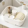 Estante para cuencos de cocina, caja de almacenamiento de utensilios con tapa, caja de almacenamiento de vajilla, escurridor de cuencos y platos, gabinete de plástico para cuencos domésticos