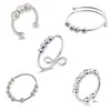 Anillo Giratorio de Plata Tailandesa para la Ansiedad Anillo para el Dedo Índice Multi-Círculo Cuentas de Transferencia Auspicioso Transferencia Moda Coreana Regalo para Novia