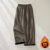 Pantalones anchos de algodón y lino gruesos para otoño e invierno, estilo artístico único, pantalones largos casuales holgados, pantalones únicos de lino para mujer
