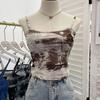 Tiro Real Popular en Internet Chaleco Camisola Pequeño Ropa Exterior para Mujer Almohadilla para el Pecho Desmontable Top sin Mangas Corto Estampado Tie-Dye 88939