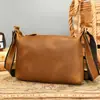 Bolsa de Mensajero para Hombre de Cuero Crazy Horse Transfronteriza, Bolso de Hombro Vintage de Alta Gama de Moda, Bolso Cruzado