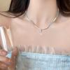 Collar Shijia Pearl Plata Rota para Mujer Nicho de Lujo Ligero de Alta Gama Celebridad de Internet Cadena Clavicular Temperamento Suave Más Fácil de Combinar Collar