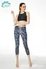HWT huavite yoga fitness bolso lateral costura vitalidade calça cropped casual camuflado azul entrega atacado