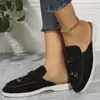 Chinelos 2025 Primavera Novo Feminino Baotou Meio Chinelo Para Usar Fora Mule Sapato Preguiçoso Meio Chinelo Casual