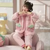 Pijama para Niños 2026 Nuevo Estilo Otoño e Invierno Coral Fleece para Niñas Forro Polar para Niñas Ropa de Dormir de Franela de Invierno para Niños Grandes