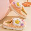 Novas Pantufas Femininas de Algodão 2023 Fofas Estrela Lua Desenho Animado Acolchoadas Forradas com Lã Quentes Fofas para Casa