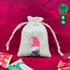 2024 novo pacote de linho bolso saco de presente de natal terno festa feriado crianças saco de doces com cordão saco grosso