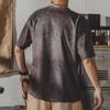 Personagem Simples Marca da Moda Verão 2024 Tendência Design de Nicho Versátil Solta Casual Gola Redonda Camiseta Masculina de Cinco Pontos