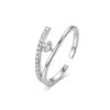 Yun Xiao Shu Anillo de Estrella Exquisito Incrustado de Circonio de Plata de Ley S925 para Mujer, Anillo de Cola Abierto Ajustable de Temperamento Simple y Moderno