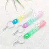 6030 # Color Degradado Caucho Suave Cordón de Cuero Llavero Accesorios Inglés Burbuja Versátil Moda Correa de Muñeca Lanyard Accesorios