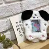 Libro Rojo Mismo Estilo Perrito Batido Peluche Porta Tarjetas para Tarjeta de Comida y Tarjeta de Autobús 3 Pulgadas Pequeño Almacenamiento de Tarjetas Estuche Protector Bolso Colgante