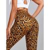 Moda Europeia e Americana Estampa de Leopardo Estampa Digital Stretch Cintura Alta Amassado Slim Levanta Bumbum Leggings de Yoga Calças de Dança