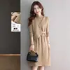 Vestido Suéter de Tricô de Alta Qualidade Duas Peças para Mulheres no Outono e Inverno, Mães Jovens, Vestido Suéter de Comprimento Médio Petite