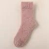 Calcetines de Lana Coralina Personalizados con Fleece Adicional y Calcetines Gruesos de Media Caña, Calcetines de Piso para el Hogar Unisex con Bordado de Goma de Puntos