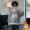 Ropa de Invierno para Niños Bloque de Color Solapa Engrosada Sudadera con Letras Estilo Coreano Suéter con Forro de Felpa para Niños Ropa para Niños Pequeños y Niños Pequeños