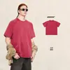 Camiseta de Manga Raglán Dobladillo Enrollado para Hombre 260g Lavada Vintage Patchwork Algodón Puro Holgada Manga Corta Camiseta Retro Moderna.