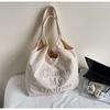 Bolsa de Ombro Casual Estilo Coreano Preguiçoso Grande Capacidade para Mulheres Verão 2025 Nova Bolsa Tote de Lona Bordada com Letras
