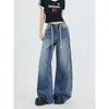 Diseño favorecedor con forma de pera y cordón, pantalones de pierna ancha fáciles de combinar, jeans de alta costura lavados de corte slim, que realzan la altura, versátiles