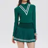 Conjunto Esportivo Caijue Amazon para Mulheres, Camisa Polo Falsa de Duas Peças, Saia de Golfe de Secagem Rápida de Manga Longa, Conjunto de Tênis