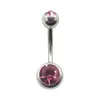 Anel Umbilical Duplo Diamante de Aço Inoxidável Meier com Fivela de Umbigo com Diamante Joia de Perfuração Corporal Transfronteiriça com Cravação de Diamante no Umbigo