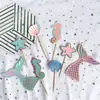 Decoração de bolo de cozimento Oceano Vento Pearl Concha Estrela do Mar Hippocampus Fishtail Cake Decoração Cartão Conjunto de Papel