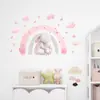 Pegatina de Pared Adhesiva de Conejito Cálido y Lindo Estilo de Dibujos Animados Rosa Arcoíris Femenino Pegatina Decorativa Br93567