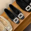 Mocasines de invierno cálidos para mujer, forrados de polar, de punta poco profunda, suela suave, punta cuadrada, adornados con pedrería y tacón oculto