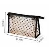 Bolsa de Maquillaje de Malla con Flocado de Amor Estilo Ins 2022, Bolsa de Almacenamiento de Malla Portátil, Neceser Transparente de Viaje