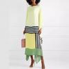 Amazon Europeia e Americana Nova Verão e Outono Feminino Confortável Moda Cor Sólida Estampa Casual Ombro Inclinado Vestido Longo