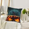Almohada Popular de Halloween Temu Castillo de Calaveras Impreso Material de Lino Funda Decorativa para Almohada de Sofá de Halloween