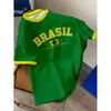 Camiseta Unisex Estilo Brasileño Letras Brasil Color Clásico Pasión Sudamericana Ajuste Cómodo Personalizada para Fans