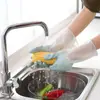 Luvas de lavar louça de duas cores luvas de cozinha de látex espessadas tigela borracha cor gradiente borracha tarefas domésticas lavagem de carro limpeza