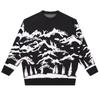 Suéter de talla grande para hombre Cuello redondo Marca de moda Otoño e Invierno Estilo chino Jacquard Holgado Retro Color de contraste Jersey de punto