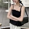 Top de Tubo Plisado para Mujer en Verano Nuevo Estilo Tirantes Fruncidos Adelgazante y a la Moda Tops que Reducen la Edad