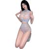 Binglioguo Export Sexy Cortado em Três Pontos Lingerie Sexy Listrado Expondo os Seios Fenda Conjunto de Duas Peças Biquíni Europeu e Americano