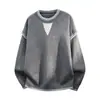 Ventas Directas de Fábrica Marca de Moda Personalidad Falso Dos Piezas Tejido Suéter Fábrica Ropa de Hilo para Hombre Suéter de Hilo Negro Caqui