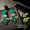 Aretes de Gema de Ágata Esmeralda Brasileña en Forma de Racimo Nuevos Mariposa Arcoíris China Zirconia Aretes Colgantes de Esmeralda