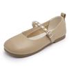 Zapatos Mary Jane para mujer, verano 2023, nuevos, planos, de punta redonda y boca baja, elegantes, franceses, con suela suave de perla, zapatos pequeños de cuero.