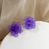 Pendientes Pequeños Frescos de Verano con Flor Tridimensional Simples Super Hada Dulces Elegantes Pendientes Mismo Estilo que las Celebridades de Internet Pendientes de Tendencia Callejera