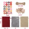 Calendario de Adviento de Navidad con números del 1 al 24 Set de Bolsas de Arpillera con Cordón Pegatinas de Papá Noel Bolsas de Regalo con Cordón para Dulces