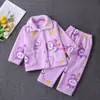 Pijamas infantis de flanela para atacado, outono e inverno, fleece de coral, pijamas para meninas, manga longa, para bebês e crianças, conjuntos de roupas para casa