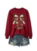 Amazon Wish Estación Independiente Moda Casual Sudadera con Cuello Redondo y Colgante de Reno Navideño con Lazo Ropa de Comercio Exterior para Mujer