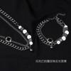 Collar europeo y americano Hip Hop SUN Collar de perlas reflectantes Collar de acero inoxidable Cadena de clavícula de perlas Collar de pareja Acero de titanio