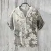 Camisa POLO de Lino para Hombre Más Vendida en el Sudeste Asiático Camisa Hawaiana de Punto Medio de 3 Botones Estilo Japonés Estilo Harajuku Estilo Holgado