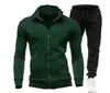 Nueva Sudadera Deportiva con Cremallera y Cuello Alto para Hombre Chaqueta con Capucha para Hombre Color Sólido Cárdigan Pantalones Largos Conjunto Deportivo Casual